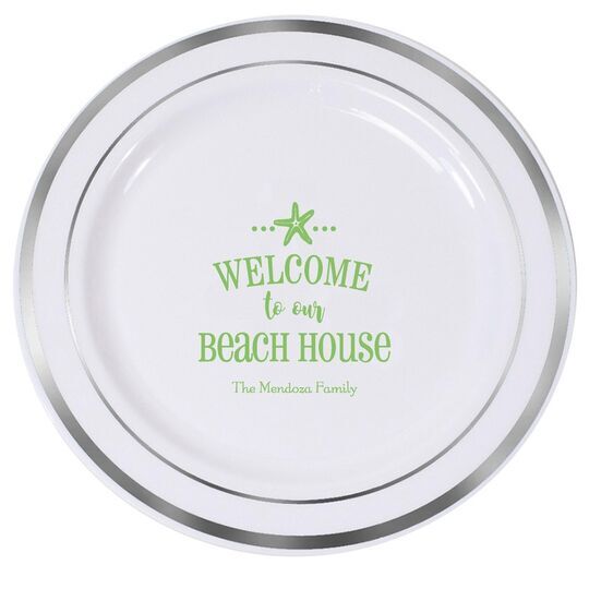 Welcome to Our Beach House Premium Banded Plastic Plates